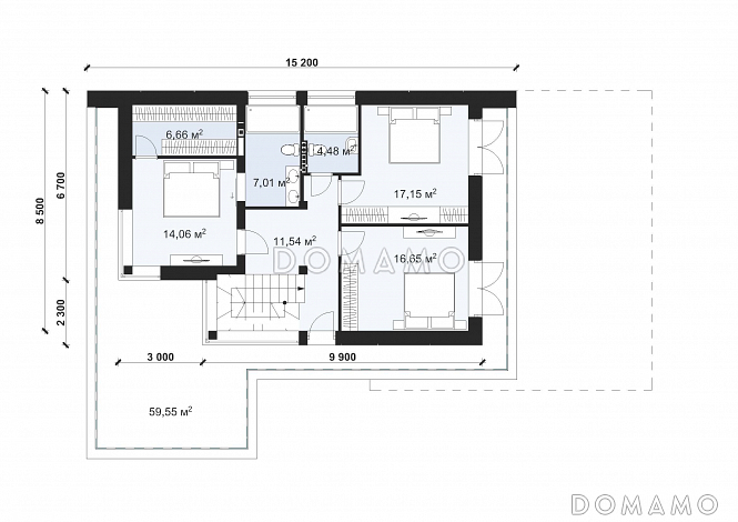 Проект дома с большой террасой и навесом для автомобиля S-158 / План 2 этажа