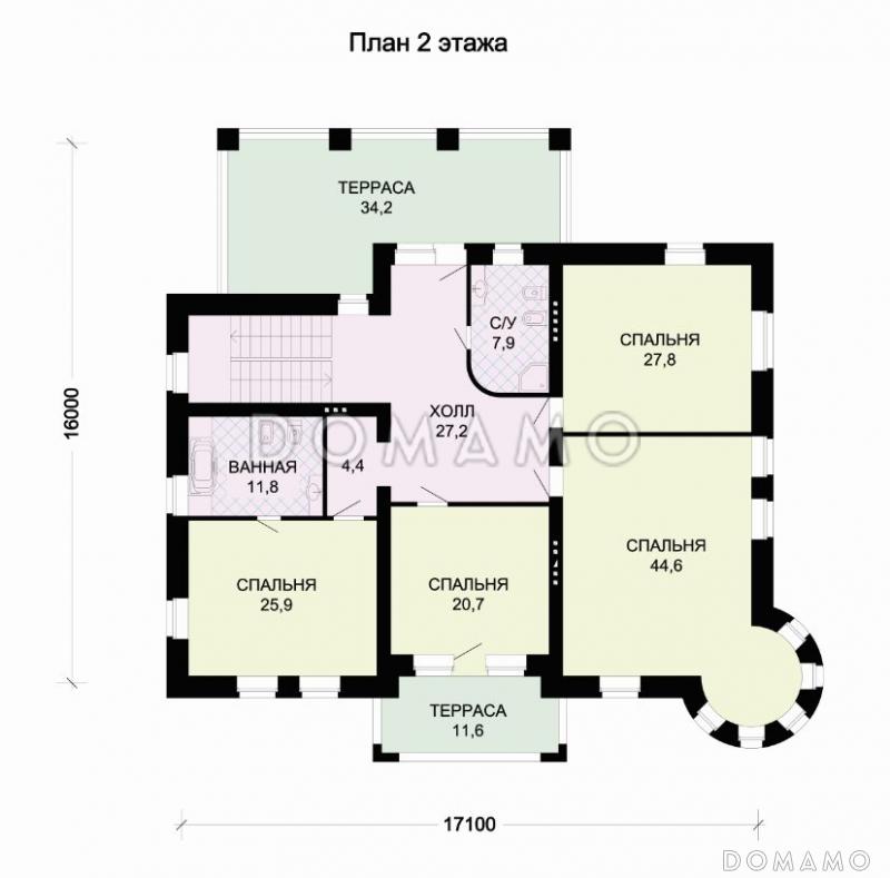 Проект кирпичного дома с гаражом на цокольном этаже / План 2 этажа