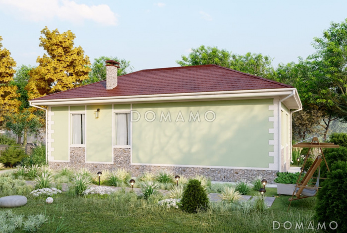 Проект компактного одноэтажного дома из газобетона для небольшой семьи