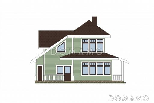 Проект дома из кирпича с местом для трех авто / Фасад 4