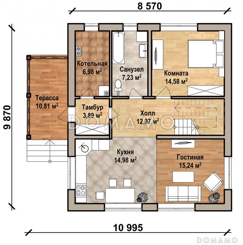 ФИНМАРК ШАЛЕ 200 / План 1 этажа