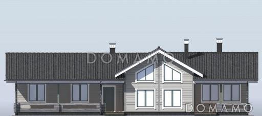 Проект газобетонного дома с панорамным остеклением и сауной / Фасад 3