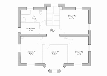 Проект дома из СИП панелей в классическом стиле с гаражом / План 2 этажа
