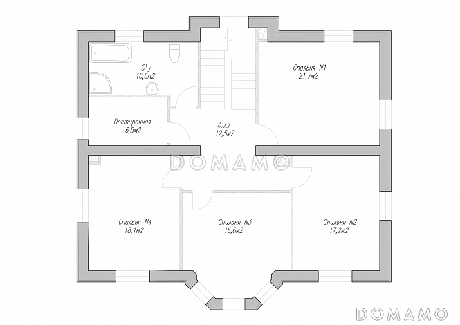 Проект дома из СИП панелей в классическом стиле с гаражом / План 2 этажа