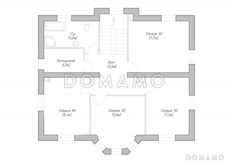 Проект дома из СИП панелей в классическом стиле с гаражом / План 2 этажа
