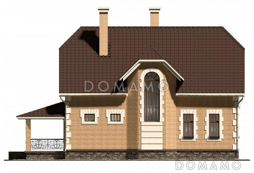 Проект коттеджа с большой террасой и французскими окнами / Фасад 2