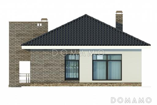 Проект одноэтажного дома с облицовкой кирпичом, двумя спальнями и кладовой / Фасад 3