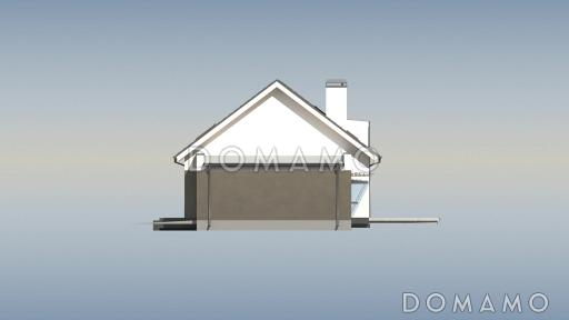 Проект одноэтажного коттеджа из кирпича с мансардным этажом, большой светлой гостиной и пристроенным гаражом / Фасад 4