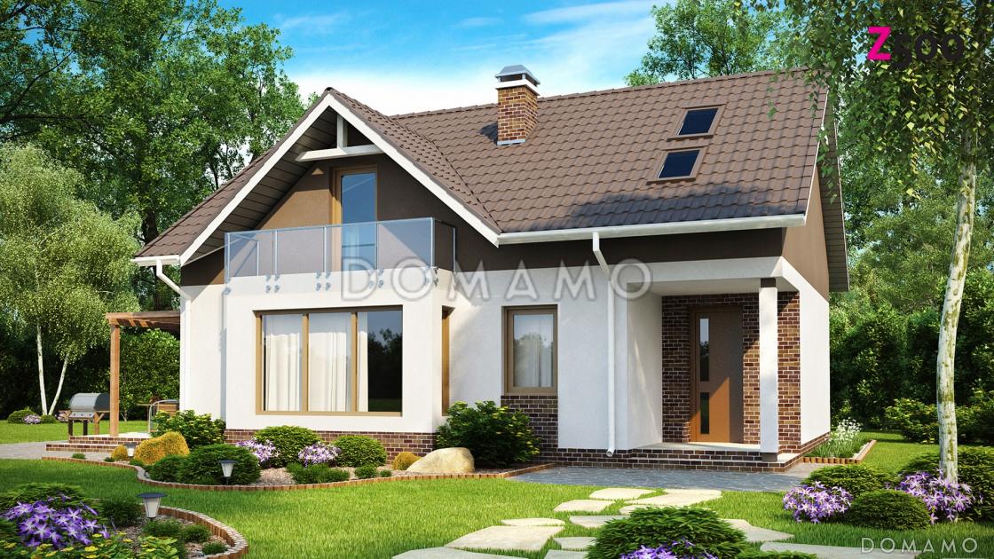 Проект одноэтажного мансардного дома из газобетона с кабинетом на первом этаже / 1