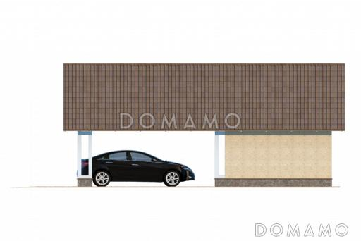 Проект навеса для одной машины с хозблоком / Фасад 4