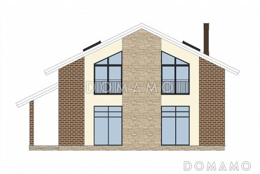 Проект двухэтажного дома из газобетона с 5 спальнями, сауной и большим балконом / Фасад 3