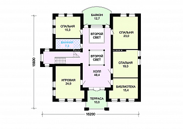 Проект кирпичного дома с воздушной оранжереей / План 2 этажа