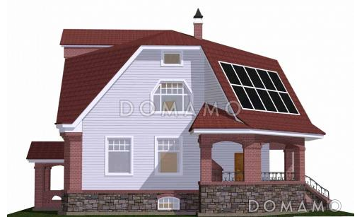 Проект коттеджа с подвалом и зимним садом из кирпича / Фасад 2