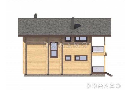 Проект двухэтажного дома из бруса с тремя спальнями / Фасад 2