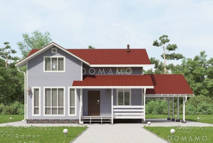 Проект дома из бруса с  тремя отдельными комнатами на втором этаже