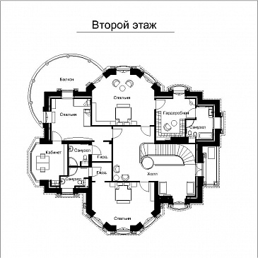 Индивидуальный проект загородного дома без подвала / План 2 этажа