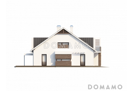 Проект современных мансардных домов-близнецов из газобетона с гаражом, слуховым окном и балконом / Фасад 3