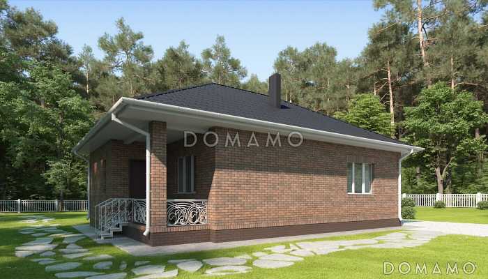 Проект небольшого загородного дома с верандой, санузлом с окном, изолированной кухней