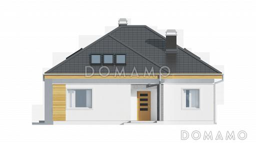 Проект мансардного дома из газобетона с двумя спальнями на первом этаже и двумя на мансарде / Фасад 1