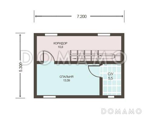 Проект дома из клееного бруса с мансардным окном / План мансардного этажа