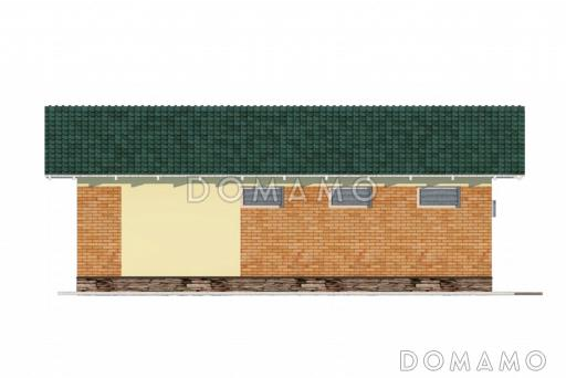 Проект гаража с навесом и подсобным помещением / вариант с желтой облицовкой