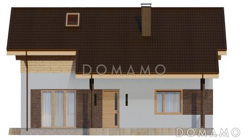 Проект компактного одноэтажного дома с мансардной и четырьмя спальнями / Фасад 3