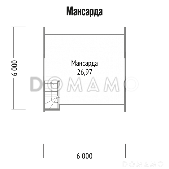 Проект небольшого дома из клееного бруса с мансардной кровлей / План мансардного этажа