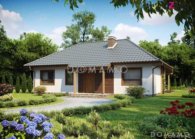 Проект одноэтажного каркасного дома с просторной гостиной, двумя спальнями и кабинетом