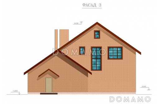 Проект одноэтажного дома с мансардным этажом и зимним садом / Фасад 3