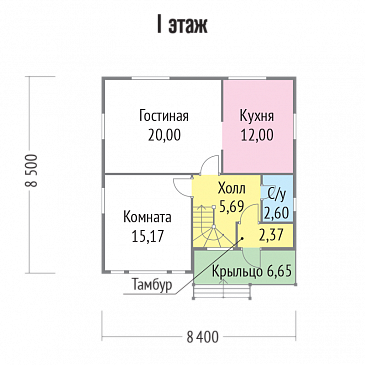 Проект каркасного дома с идеальной планировкой / План 1 этажа