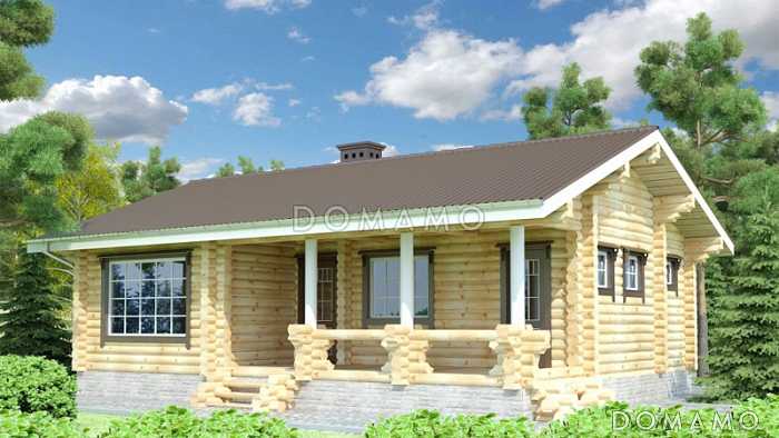Проект деревянного дома площадью до 100 кв. м из оцилиндрованного бревна