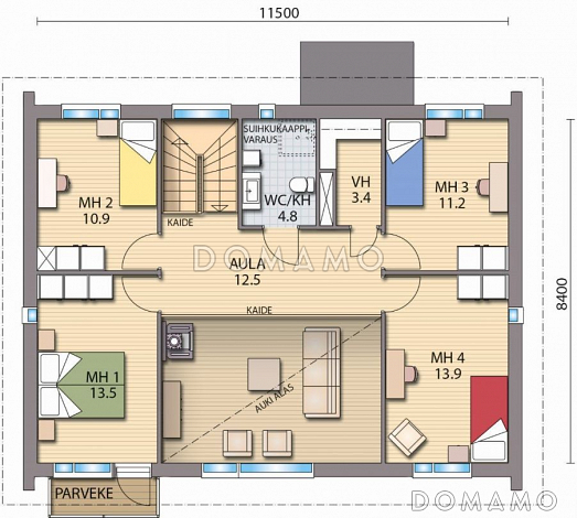 Проект каркасного дома в европейском стиле / План 2 этажа