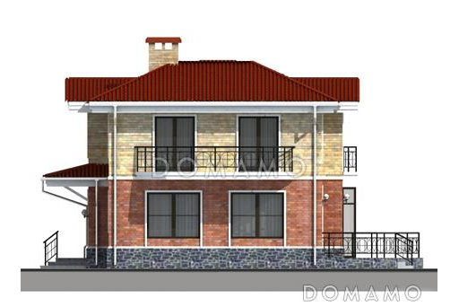 Проект дома с цокольным этажом и большой кухней-столовой / Фасад 2