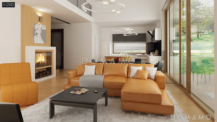 Проект кирпичного дома в стиле барнхаус с кабинетом, комнатой отдыха и увеличенной котельной