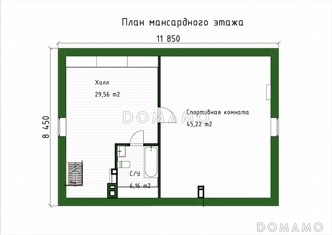 Проект мансардного дома с большим спортзалом / План мансардного этажа