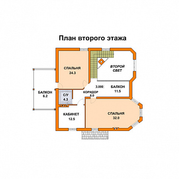 Проект дома из газобетона с башней / План мансардного этажа