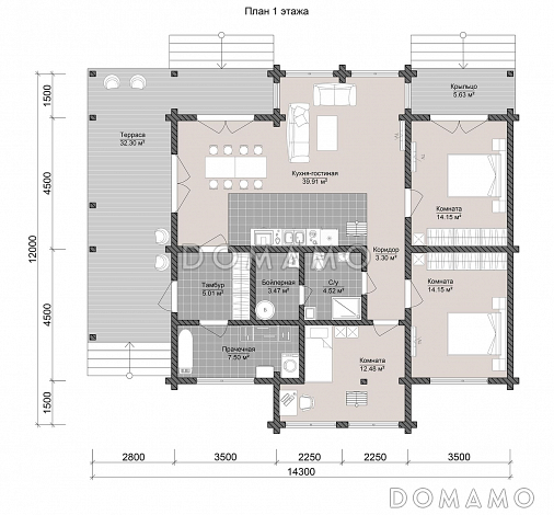 ТУРИН 150 / План 1 этажа