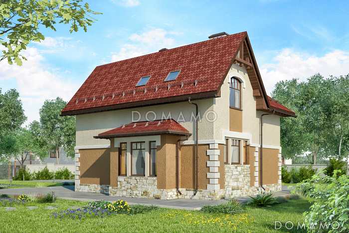 Проект дома с навесом для машины, котельной-постирочной, совмещенной кухней и гостиной