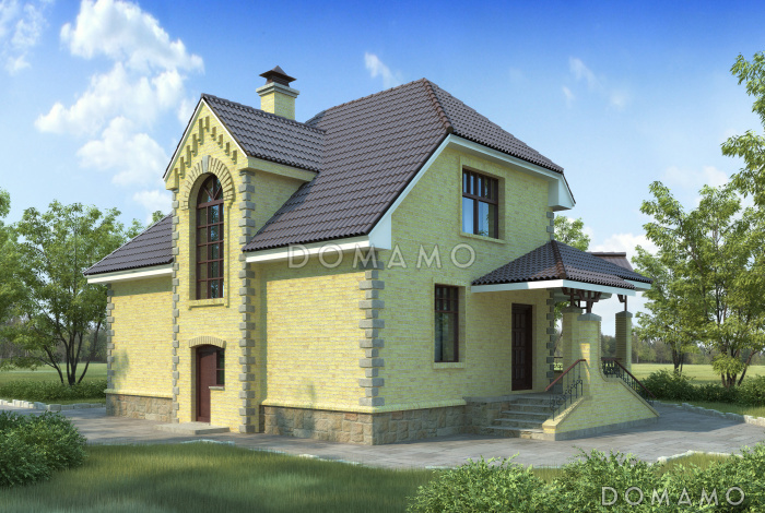 Проект просторного коттеджа из газобетона с террасой