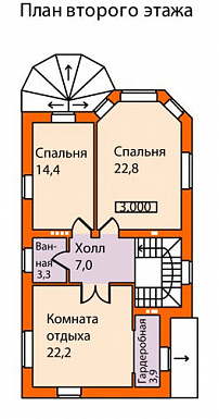 Проект небольшого кирпичного дома с выразительным обликом главного фасада / План 2 этажа