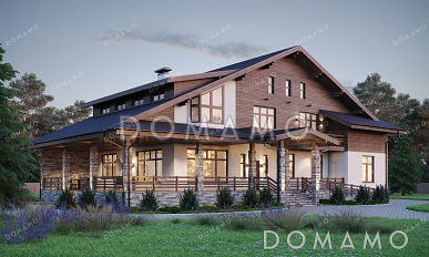 Проект дома с сауной, бассейном и зимним садом