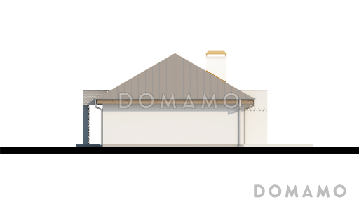 Проект одноэтажного дома из кирпича с прямоугольным эркером в современном архитектурном исполнении и со встроенным гаражом / Фасад 3
