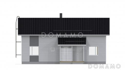 Проект двухэтажного каркасного дома с большими окнами в гостиной / Фасад 2