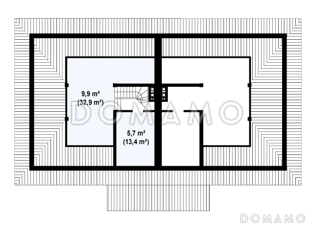Проект двухэтажных домов-близнецов из кирпича с гаражом и чердаком / План мансардного этажа