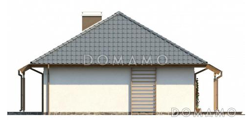 Проект одноэтажного дома адаптированного для каркасного строительства с тремя спальнями и крытой террасой / Фасад 2