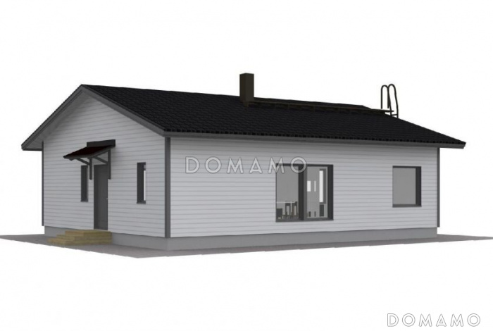 Проект современного каркасного дома с двускатной крышей