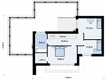 Проект двухэтажного кирпичного дома с террасой, бассейном, гаражом / План 2 этажа