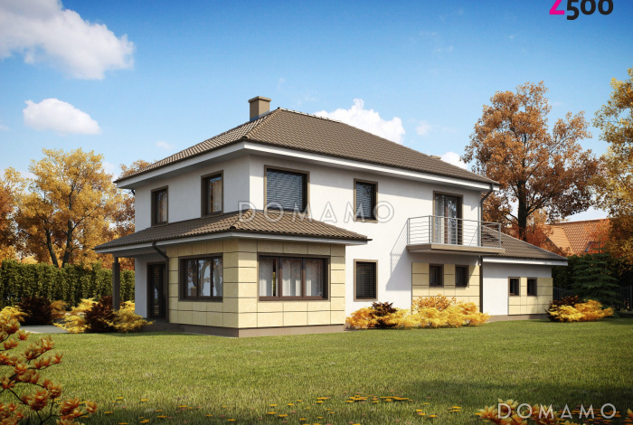 Проект просторного современного двухэтажного дома из газобетона, с пятью комнатами, бильярдной и гаражом 