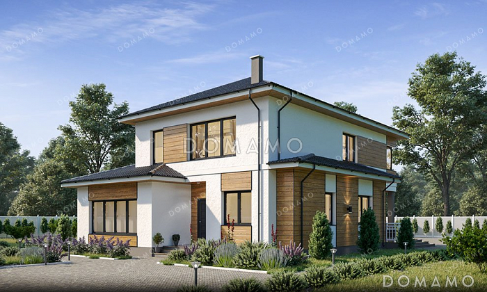 Проект дома с террасой и тренажерным залом