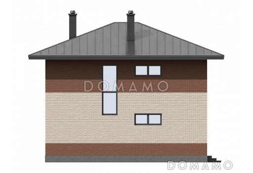 Проект двухэтажного дома с кладовой, кухней-столовой, лоджией / Фасад 2